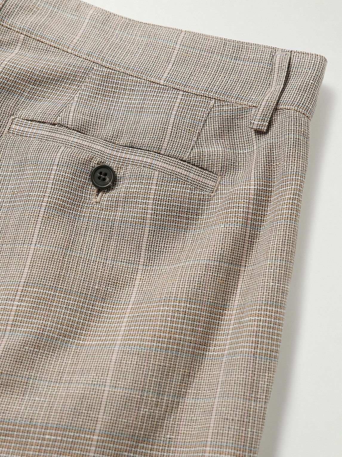 Corridor - Straight-Leg Pleated Checked Linen and Wool-Blend Trousers - Neutrals
