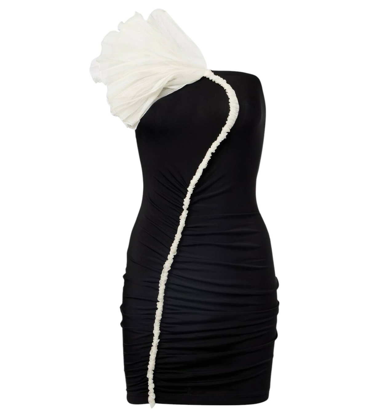 【関税込み】Nensi Dojaka ブラック Hilma ミニドレス Buy Nensi Dojaka Black Hilma Mini Dress in Stretch Tulle For