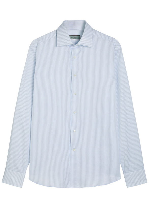 Photo: Canali Striped Cotton Shirt Blue