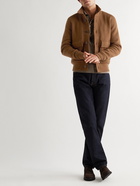 TOM FORD - Leather-Trimmed Merino Wool Bomber Jacket - Brown