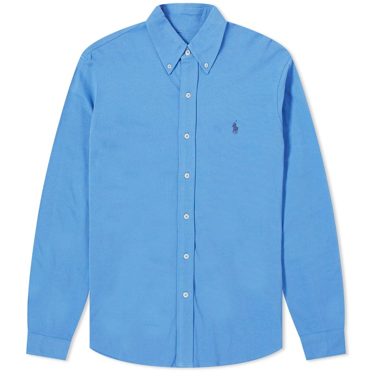 Photo: Polo Ralph Lauren Men's Button Down Pique Shirt in New England Blue