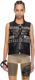 Junya Watanabe Black Studded Faux-Leather Vest