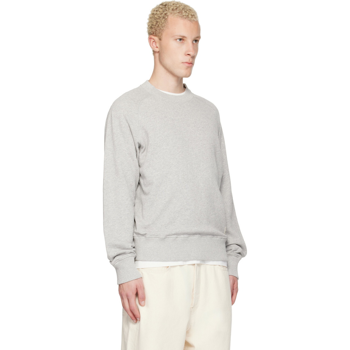 Merz b. Schwanen Gray Retro Fleece Raglan Cotton Sweatshirt