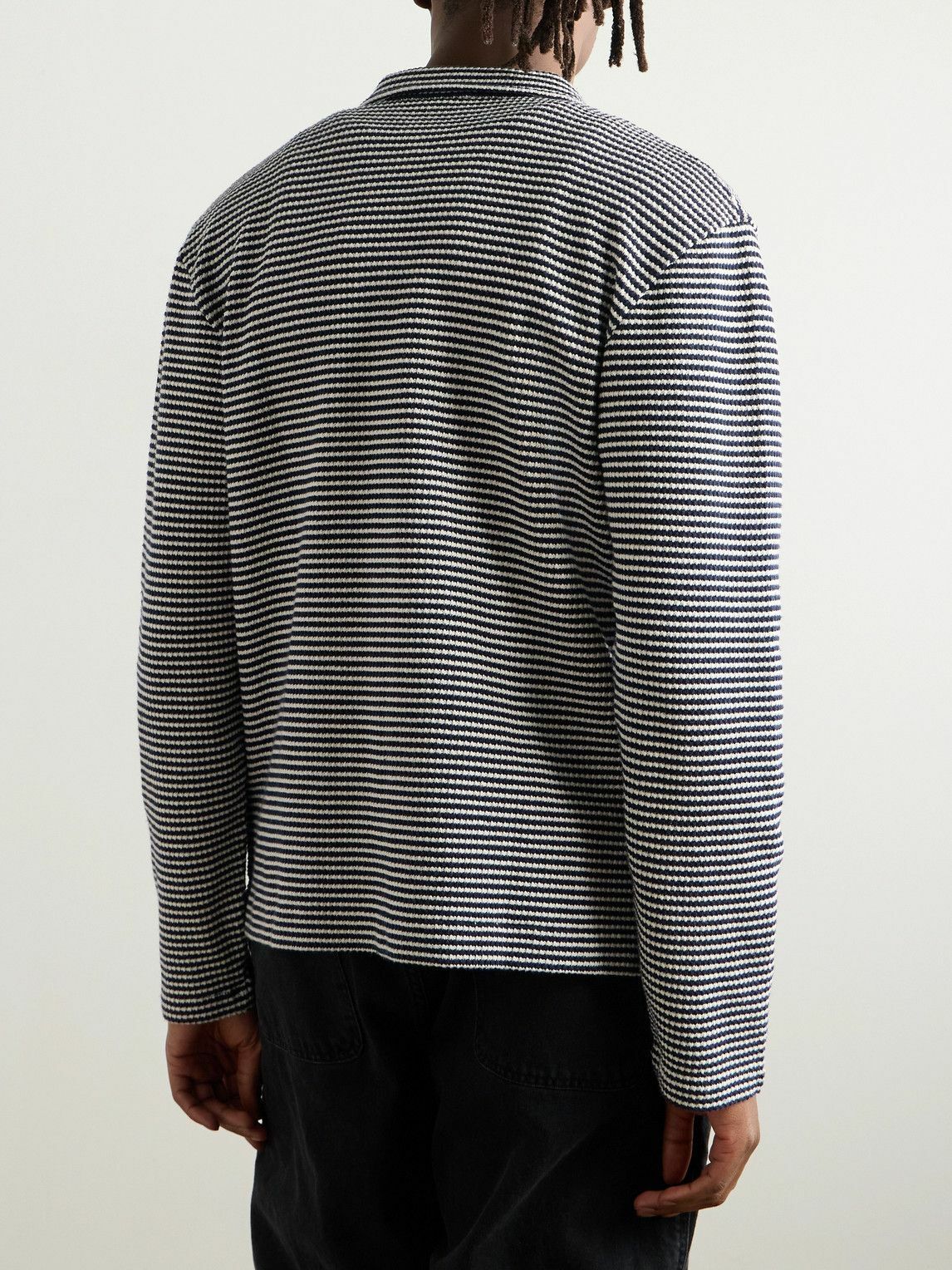 Officine Générale - Bryan Striped Cotton-Blend Cardigan - Blue