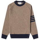 Thom Browne Men's 4 Bar Shetland Crew Knit in Medium Brown