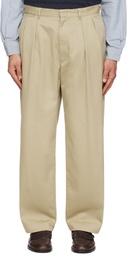 nanamica Khaki Double Pleated Chino Trousers