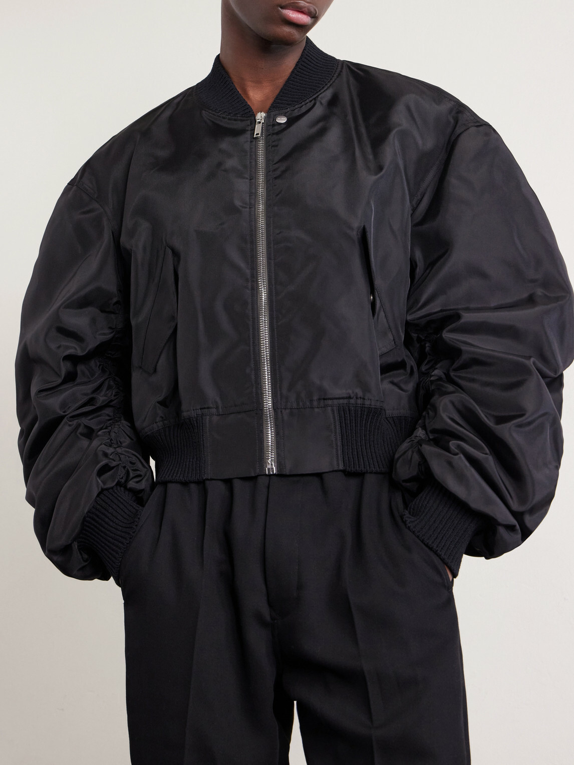 Rick Owens - Secchia Flight Silk-Taffeta Bomber Jacket - Black