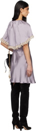 Chloé Purple Washed Silk Satin & Lace Cape Minidress