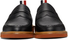 Thom Browne Black & Tan Pebbled Penny Loafers