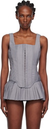 Pushbutton Gray Sleeveless Bustier Top