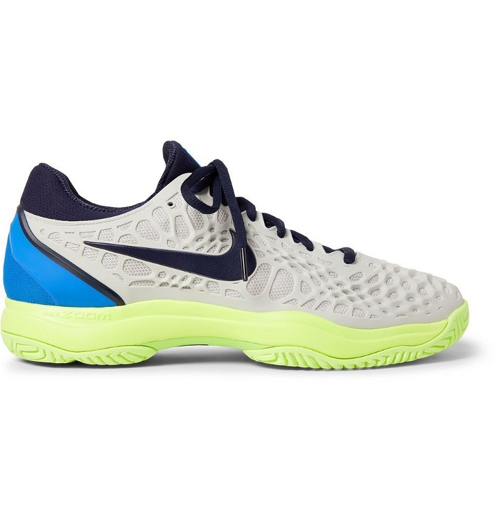 Photo: Nike Tennis - Air Zoom Cage 3 HC Rubber and Mesh Tennis Sneakers - Men - Light gray