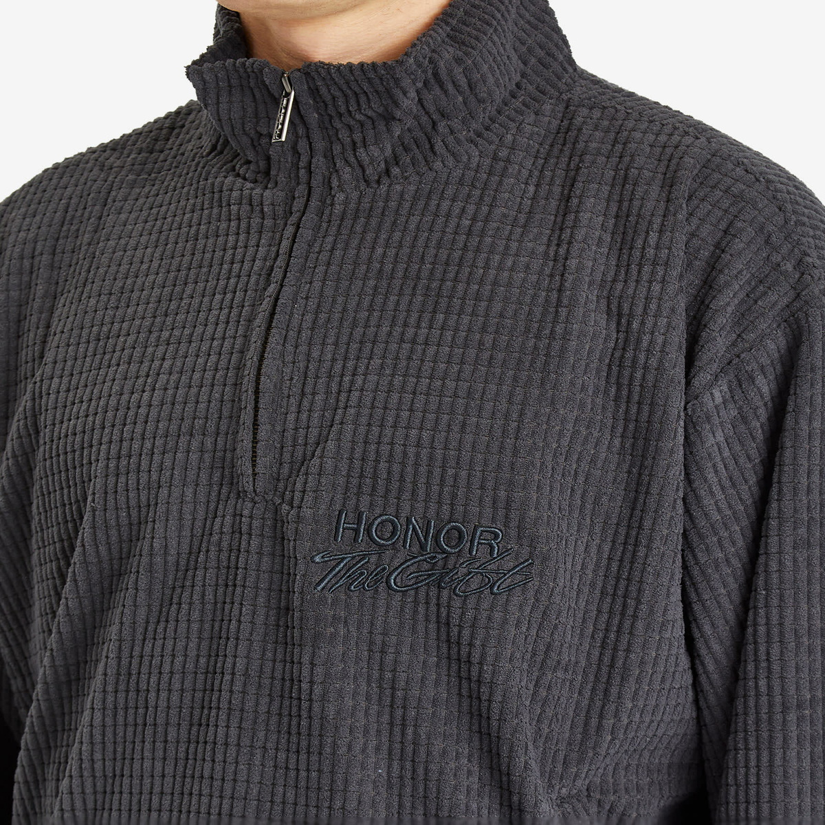 Honor the Gift Men's Textured Knit Half Zip Sweatshirt in Black