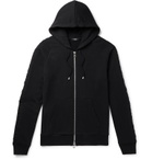 Balmain - Logo-Embossed Fleece-Back Cotton-Jersey Zip-Up Hoodie - Black