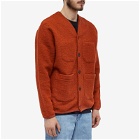 Universal Works Men's Wool Fleece Cardigan in Orange