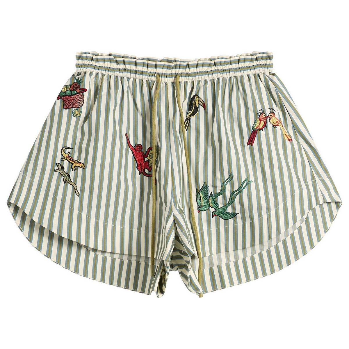 ALÉMAIS Women's Bisou Embroidered Shorts in Stripe