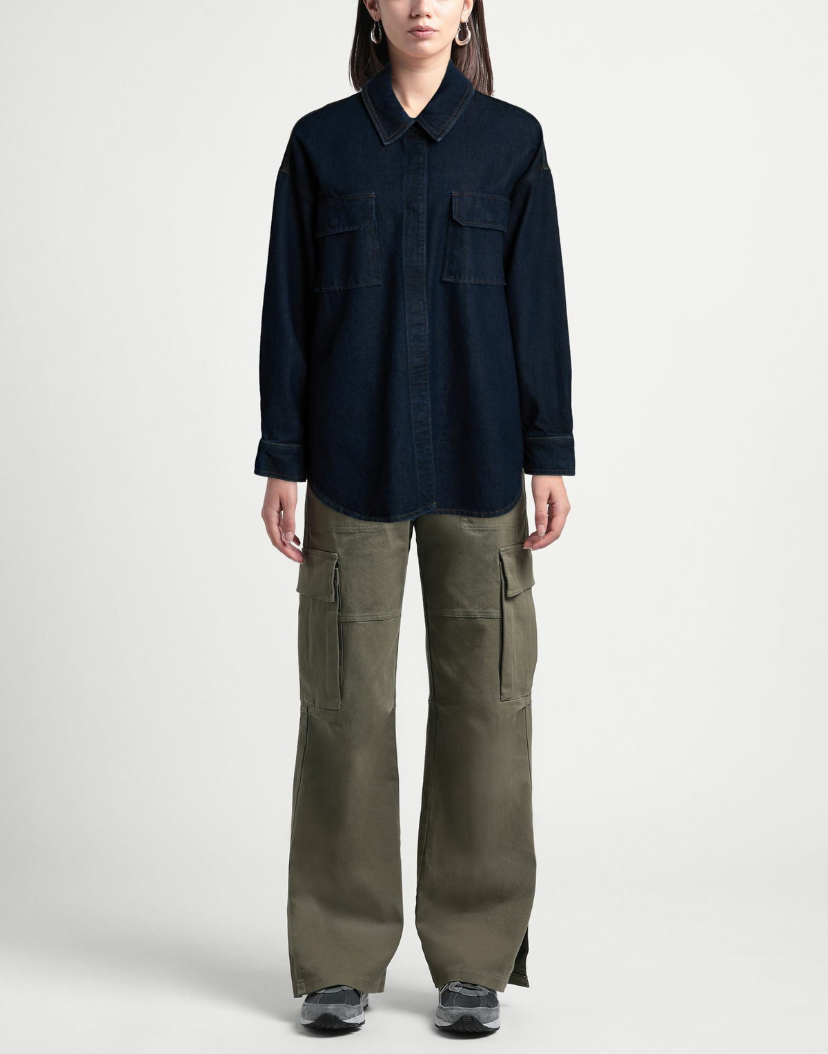 Good American Womens Denim shirt in Blue