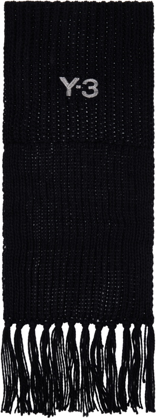 Photo: Y-3 Black Oversized Chunky Knit Scarf