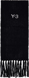 Y-3 Black Oversized Chunky Knit Scarf