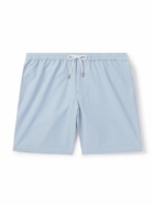 Club Monaco - Bo Straight-Leg Mid-Length Striped Seersucker Swim Shorts - Blue