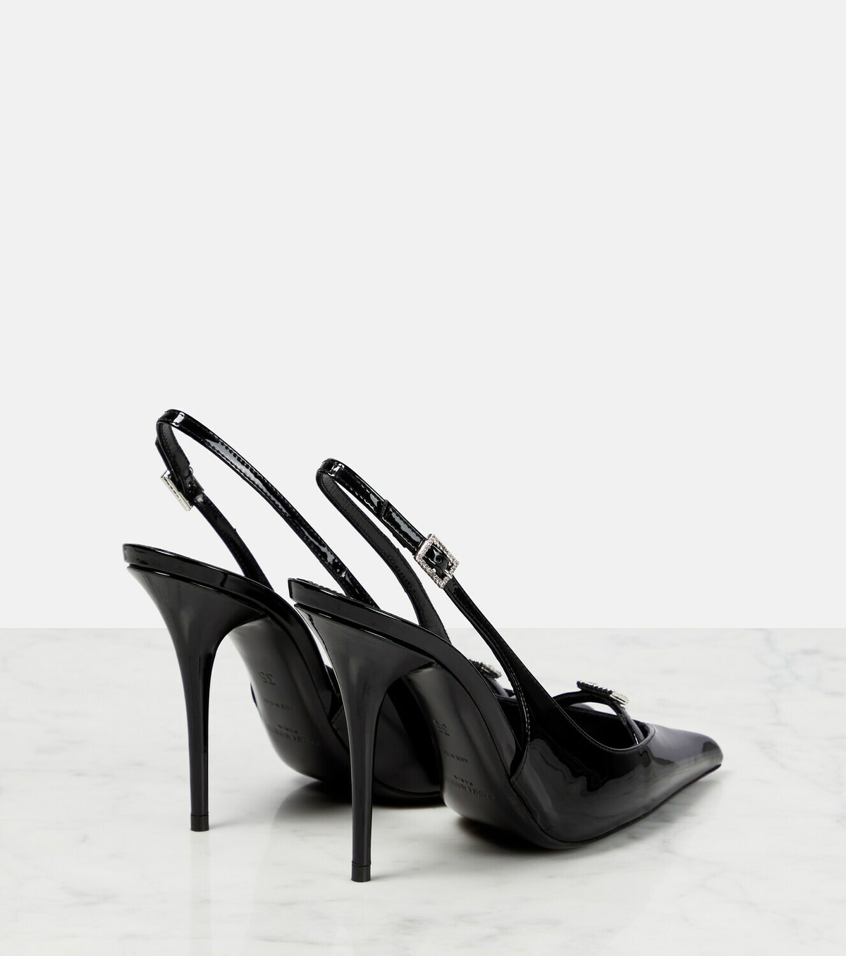 Saint Laurent - Luna 105 patent leather slingback pumps Saint Laurent