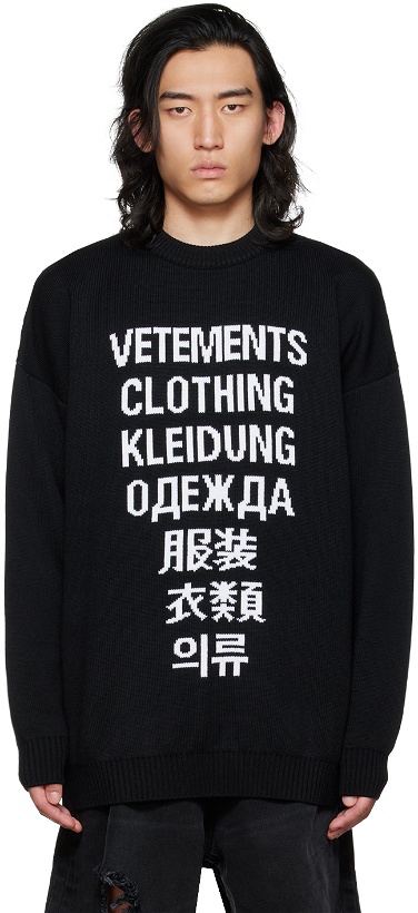 Photo: VETEMENTS Black 'Vetements' Translation Sweater
