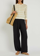 Vince Striped Cotton and Cashmere-blend Cardigan Yellow