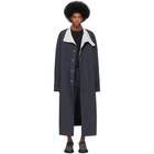 Issey Miyake Men Navy Nylon Taffeta Coat