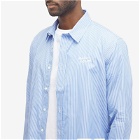 Maison Kitsuné Men's Handwriting Casual Stripe Shirt in Sky Blue Stripe