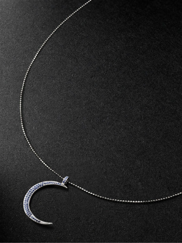 Photo: Sydney Evan - Large Moon White Gold Sapphire Necklace