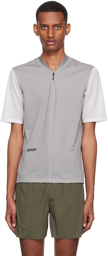 Photo: Soar Running Grey Polyester Zip T-Shirt