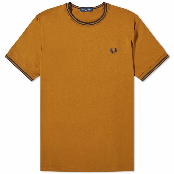 Photo: Fred Perry Men's Twin Tipped T-Shirt in Dark Caramel