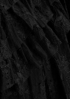 Blumarine Draped Floral Lace Midi Dress Black