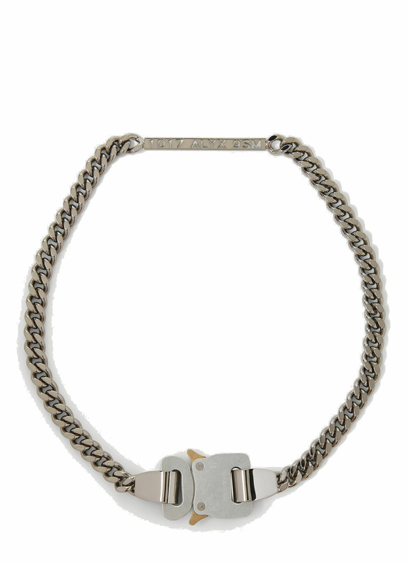 Photo: Logo Plaque Buckle Necklace in Silver
