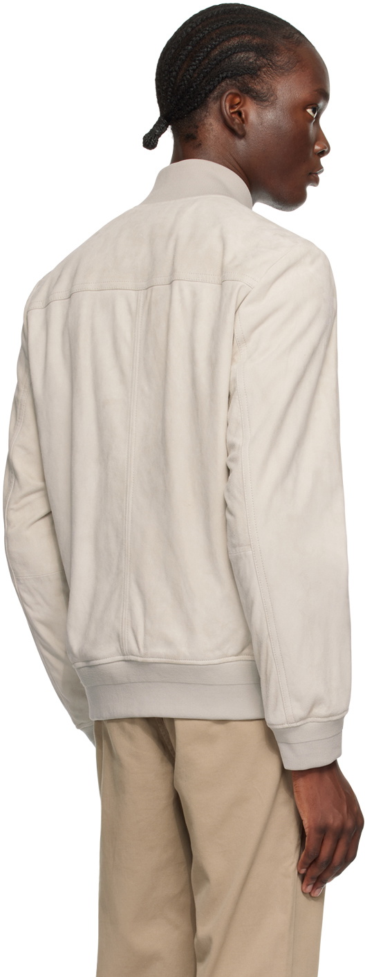 BOSS Beige Zip Leather Jacket