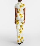 Alaïa Floral ruched jersey maxi dress