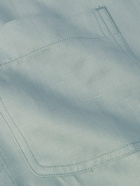 Brioni - Camp-Collar Silk and Linen-Blend Twill Overshirt - Blue