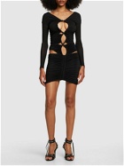 DION LEE - Gathered Cut Out Jersey Mini Dress