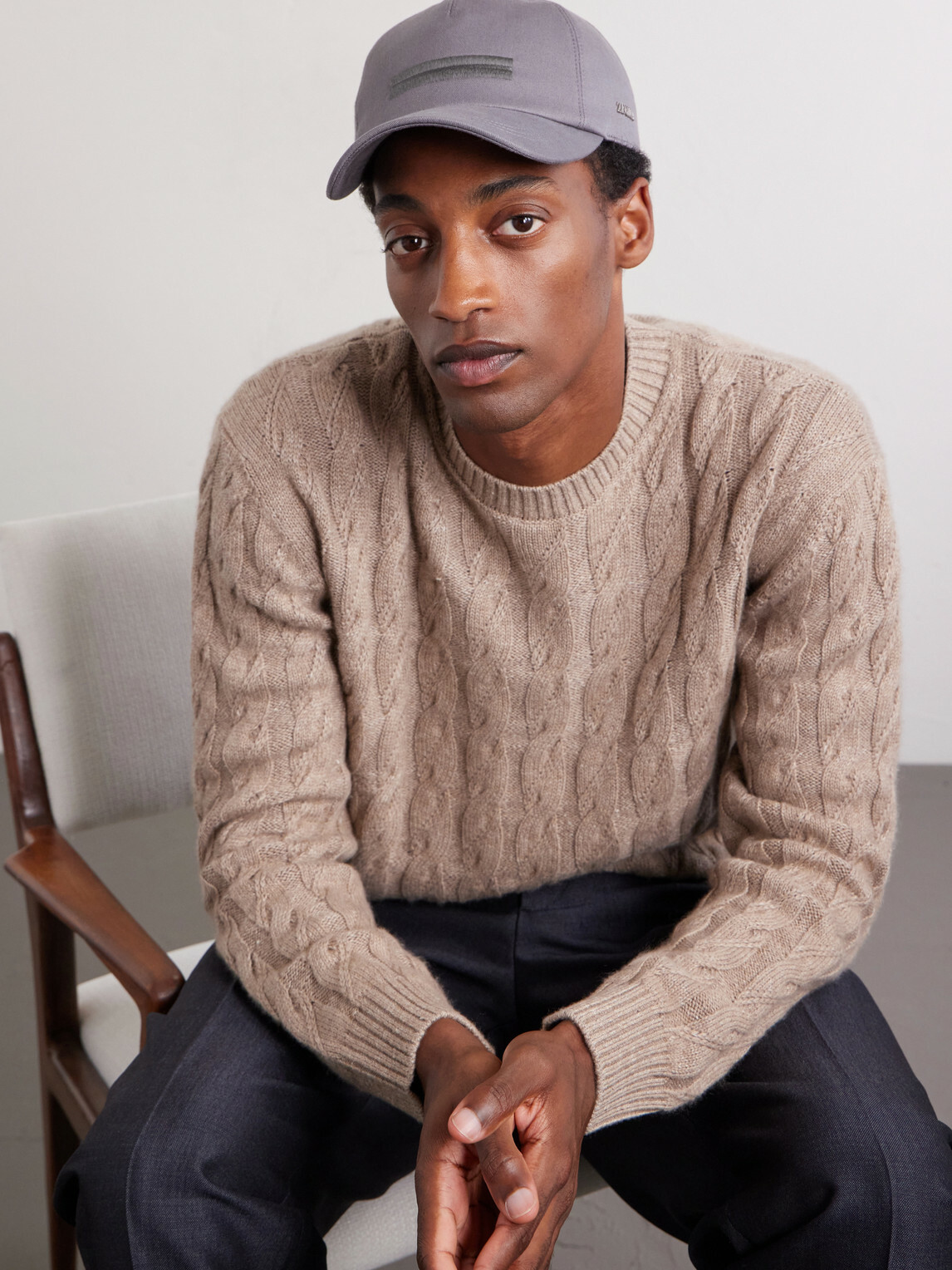 Zegna - Embroidered Cotton-Twill Cap - Gray