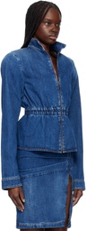 Nensi Dojaka Blue Hayley Peplum Bomber Denim Jacket