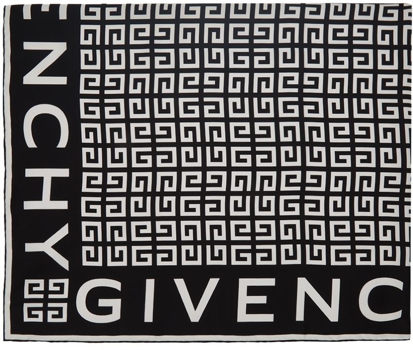 Givenchy Black & White Silk 4G Scarf