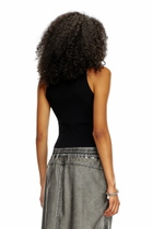 Diesel Cut-out knit top with logo plaque - Tops Womens in Black