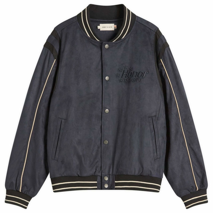 Photo: Honor the Gift Men's Oil Head Varisty Jacket in Navy