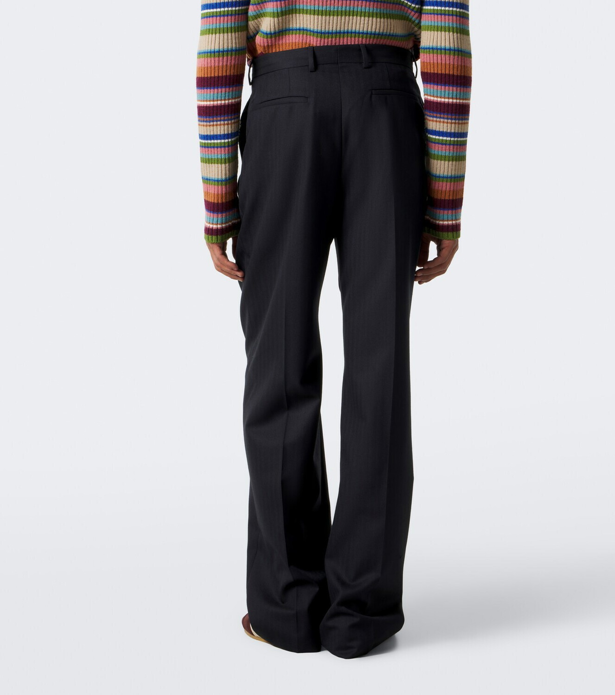 Dries Van Noten Herringbone pleated wool wide-leg pants