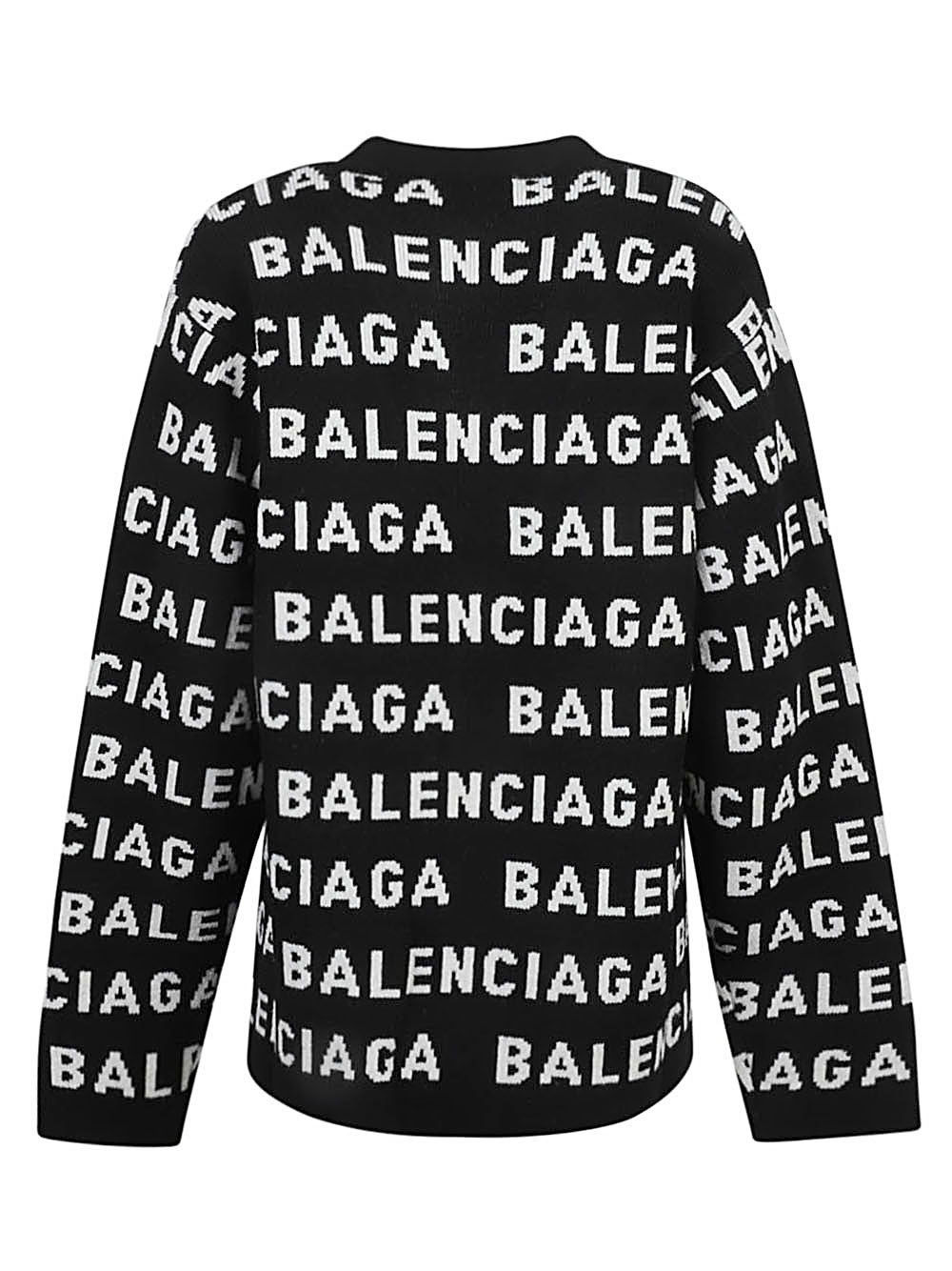 BALENCIAGA - Allover Logo Wool Cardigan Balenciaga