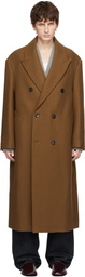 AMI Paris Brown Wool Double Breasted Long Coat