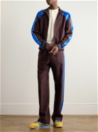 Wales Bonner - Courage Straight-Leg Logo-Embroidered Shell and Satin-Trimmed Wool Track Pants - Brown