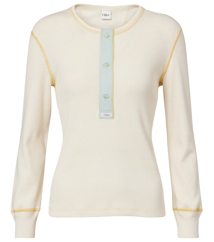 Photo: Chloé Ribbed-knit cotton jersey Henley shirt