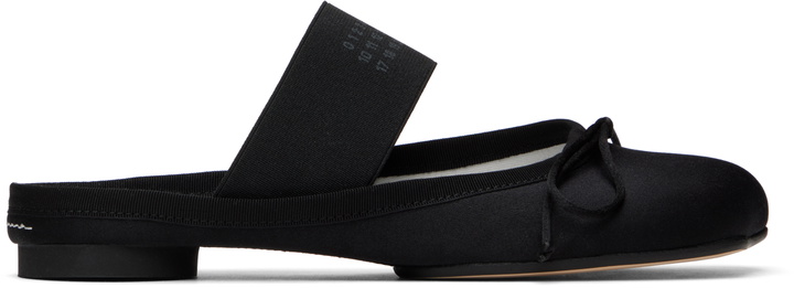 Photo: MM6 Maison Margiela Black Satin Anatomic Logo Ballerina Slippers
