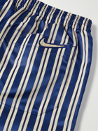 Nike - BODE Scrimmage Straight-Leg Logo-Embroidered Striped Satin Shorts - Blue