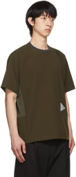 and wander Khaki Hybrid Base Layer T-Shirt